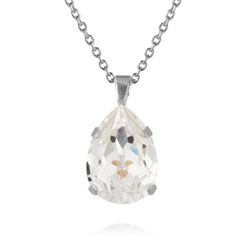 Classic Drop Necklace Rhodium Crystal - Stjärnurmakarna