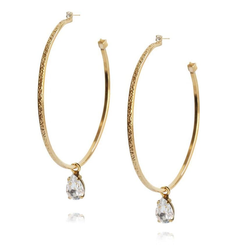 Drop Loop Earrings Gold Crystal - Stjärnurmakarna
