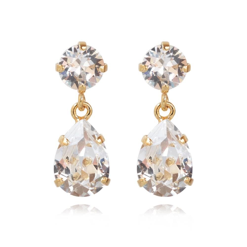 Mini Drop Earrings Gold Crystal