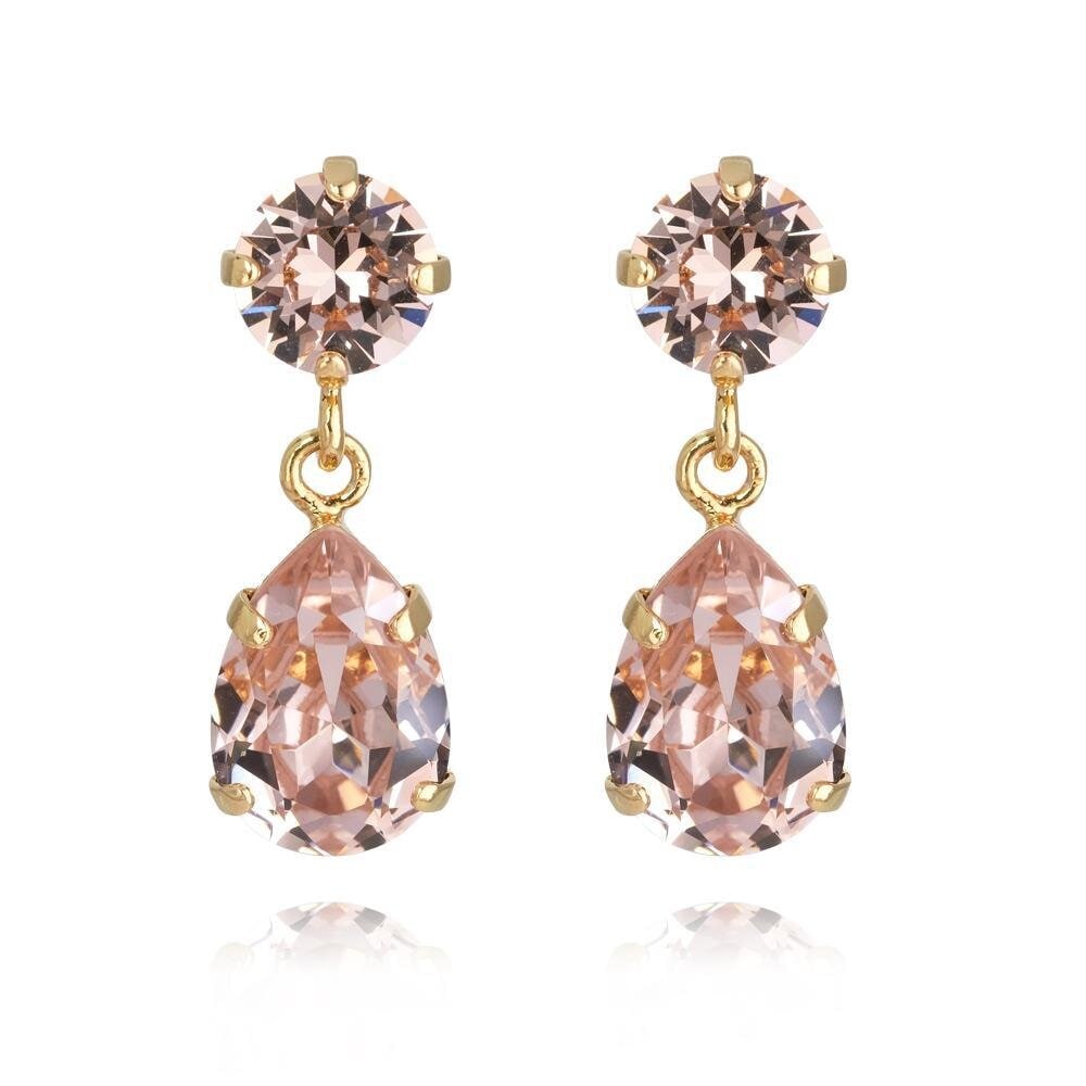Mini Drop Earrings Gold Vintage Rose