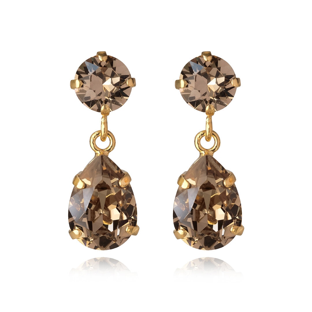 Mini Drop Earrings Gold Greige