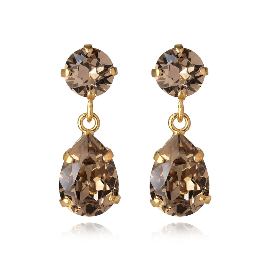Mini Drop Earrings Gold Greige - Stjärnurmakarna
