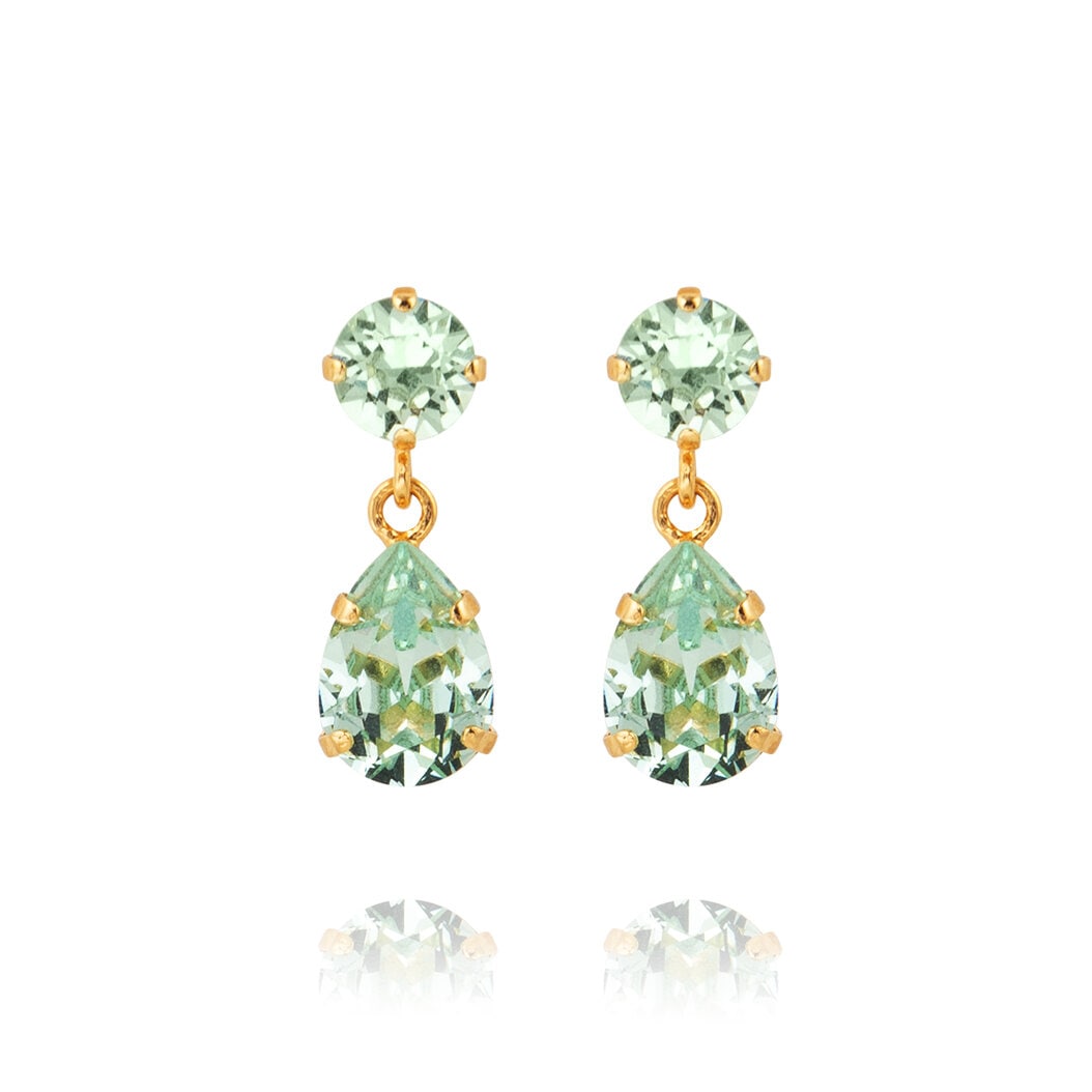 Mini Drop Earrings Gold Chrysolite - Stjärnurmakarna