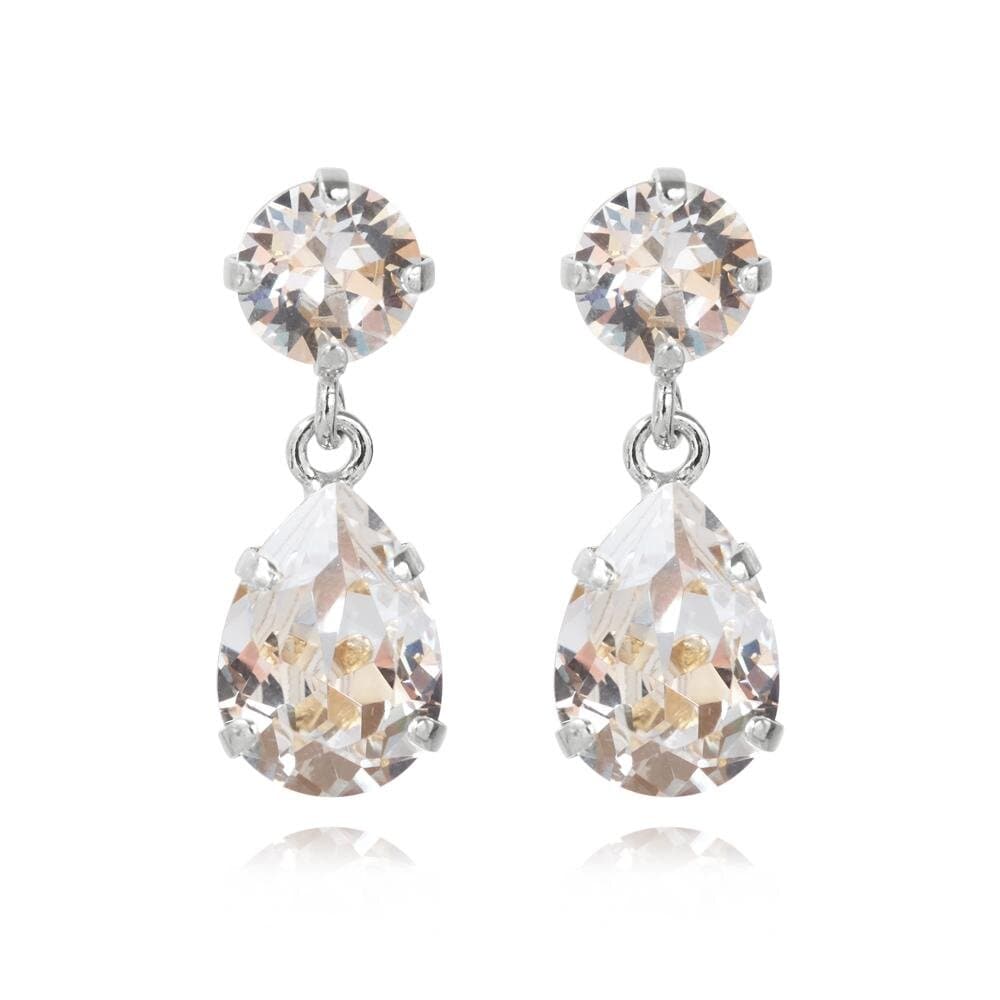 Mini Drop Earrings Rhodium Crystal - Stjärnurmakarna
