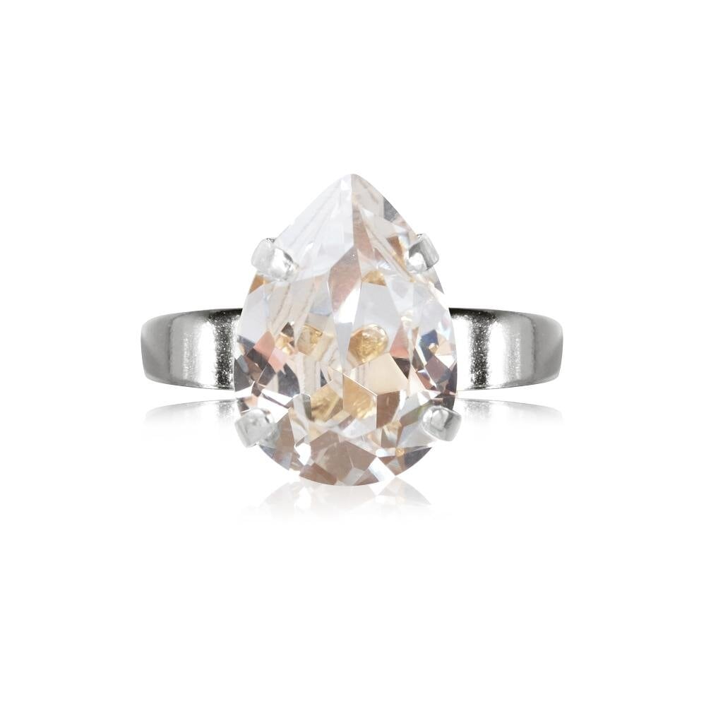 Mini Drop Ring Rhodium Crystal