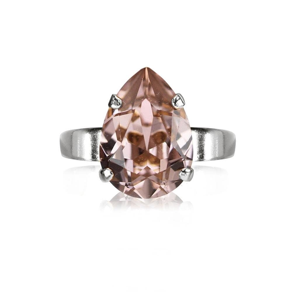 Mini Drop Ring Rhodium Vintage Rose