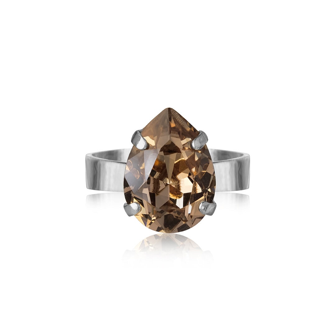 Mini Drop Ring Rhodium Greige