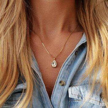 Mini Drop Necklace Gold Crystal