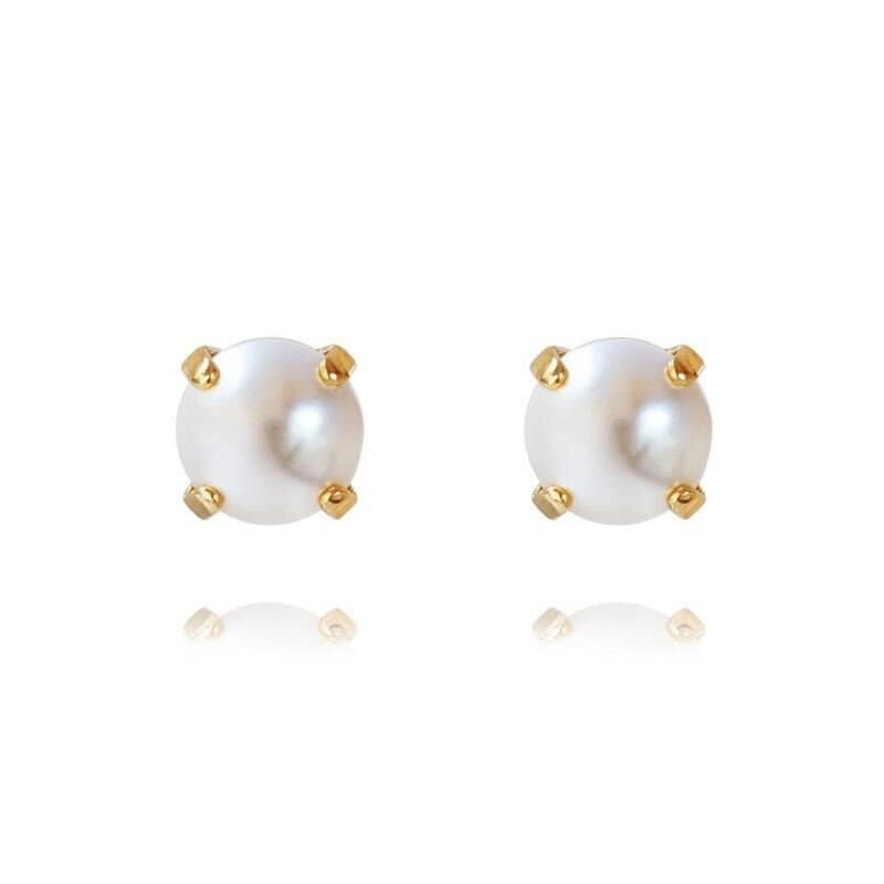 Classic Stud Earings Gold Pearl