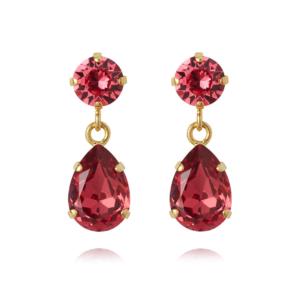 Mini Drop Earrings Gold Mulberry Red