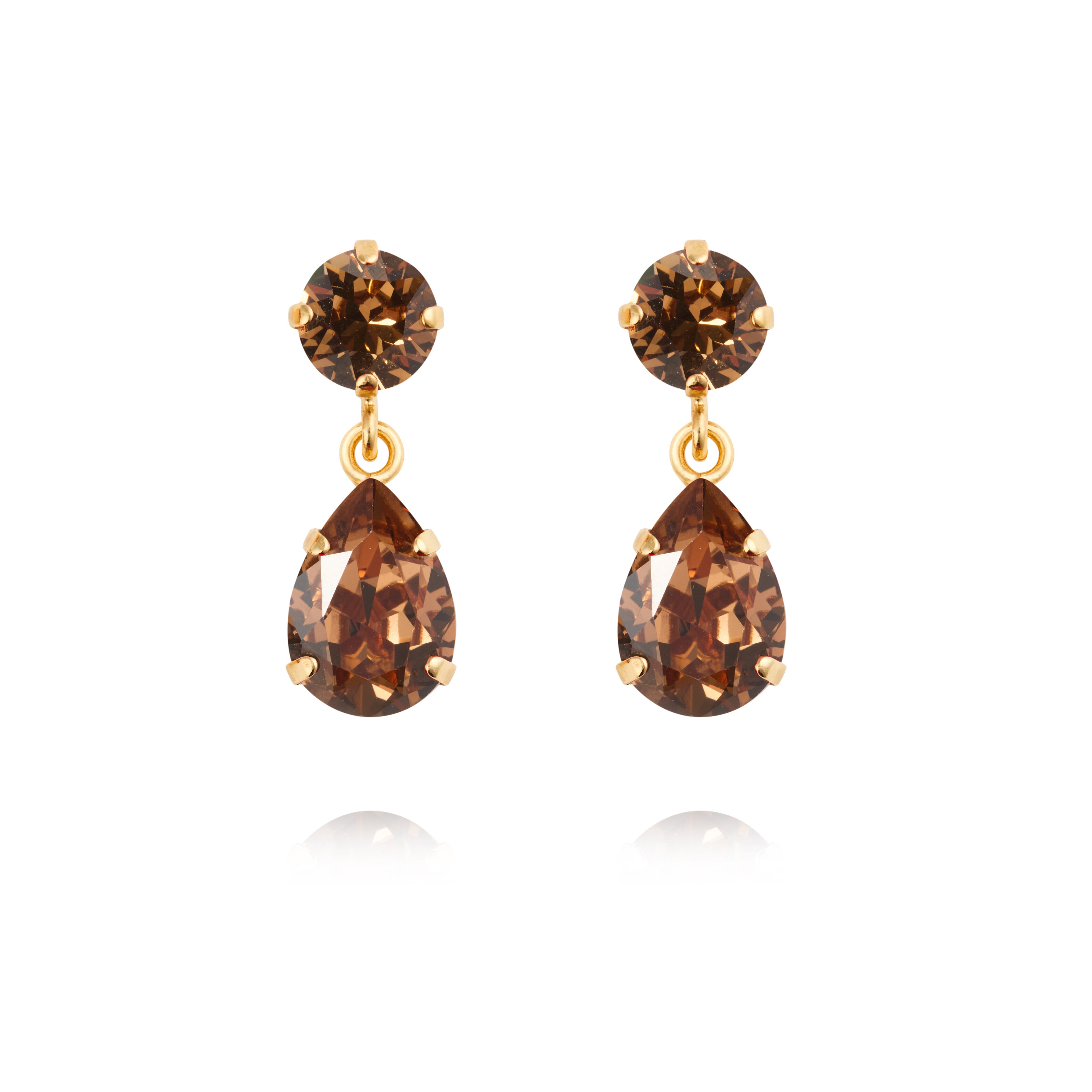Mini Drop Earrings Gold Light smoked topaz