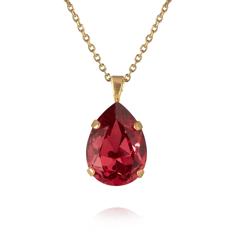 Mini Drop Necklace Gold Mulberry Red