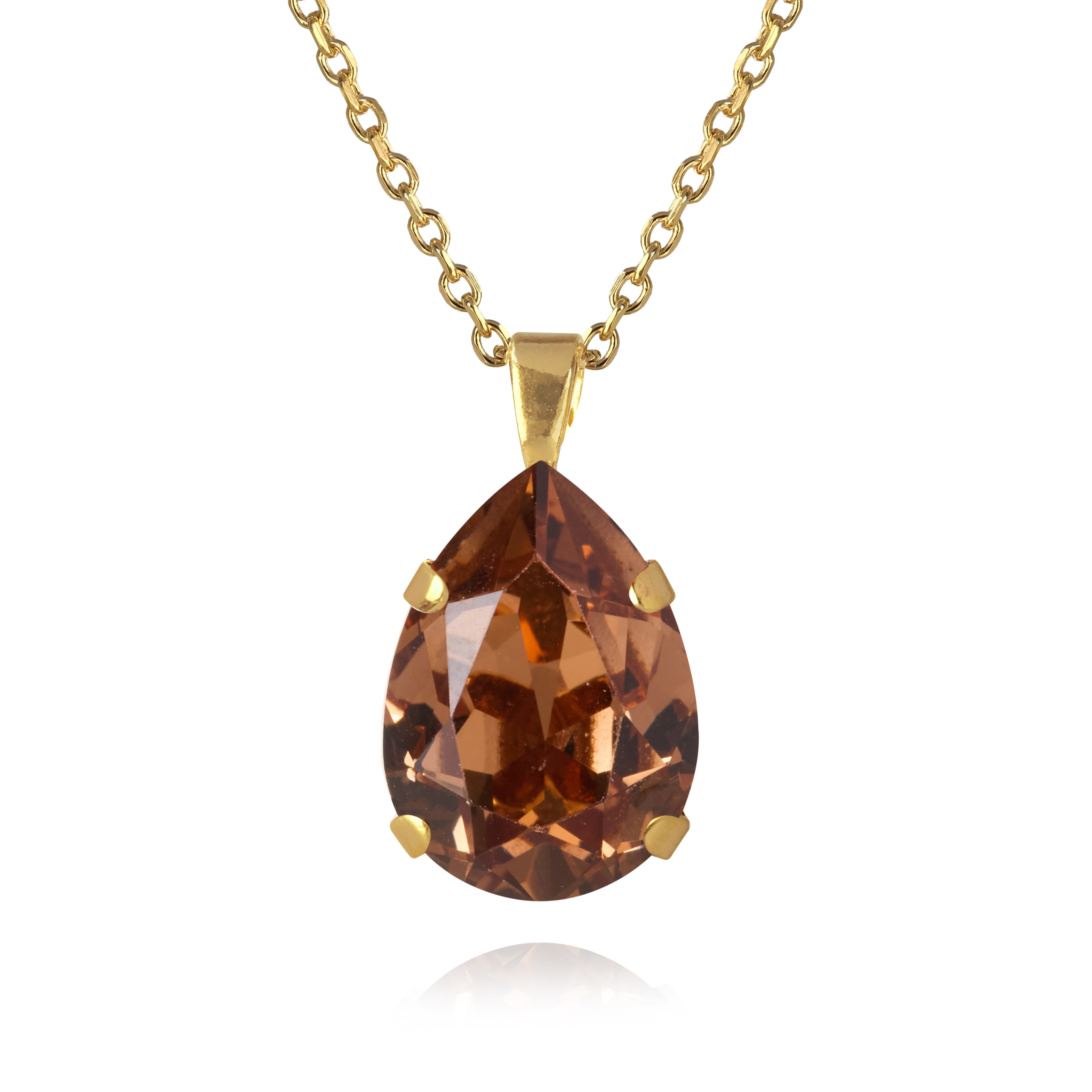 Mini Drop Necklace Gold Light smoked topaz