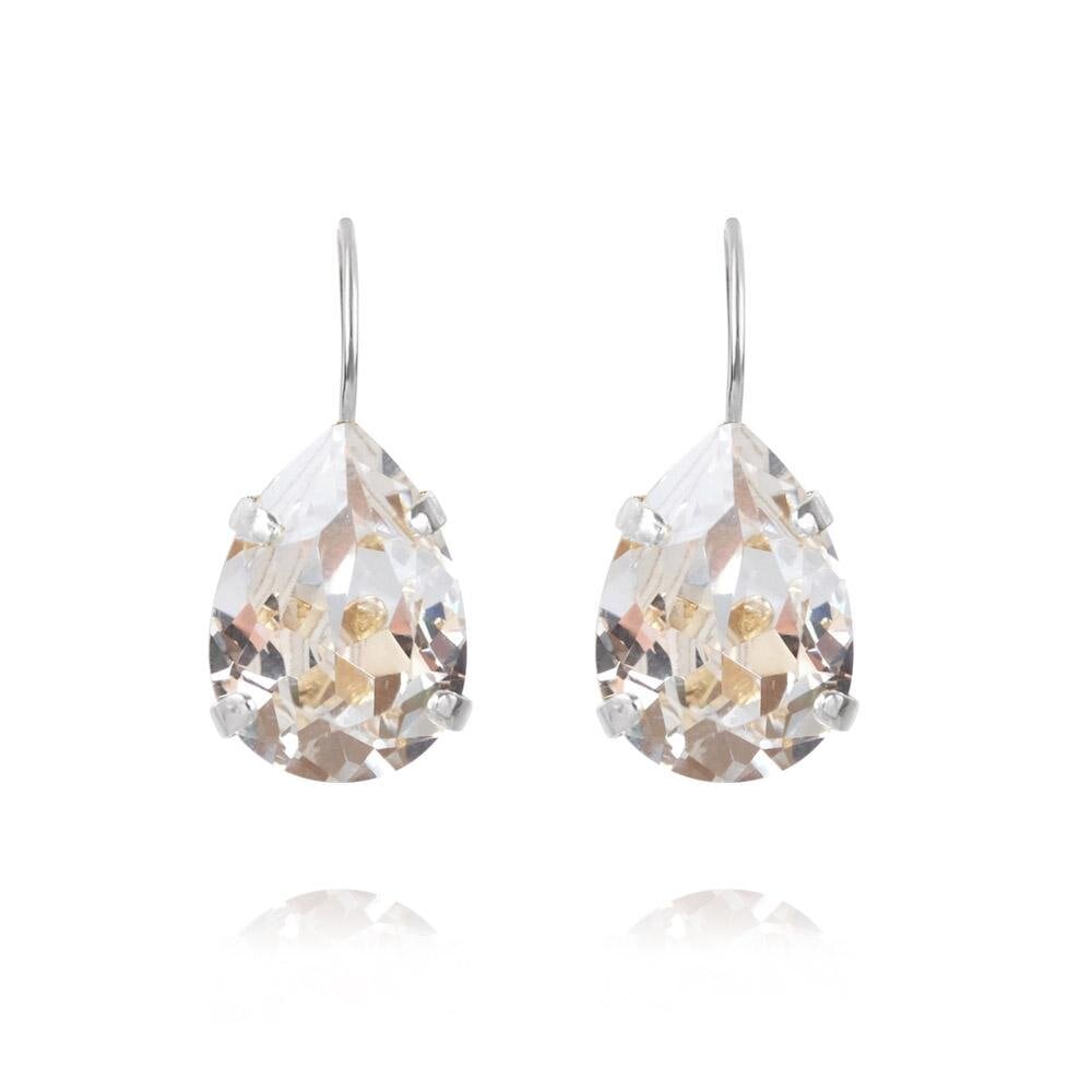 Mini Drop Clasp Earrings Rhodium Crystal