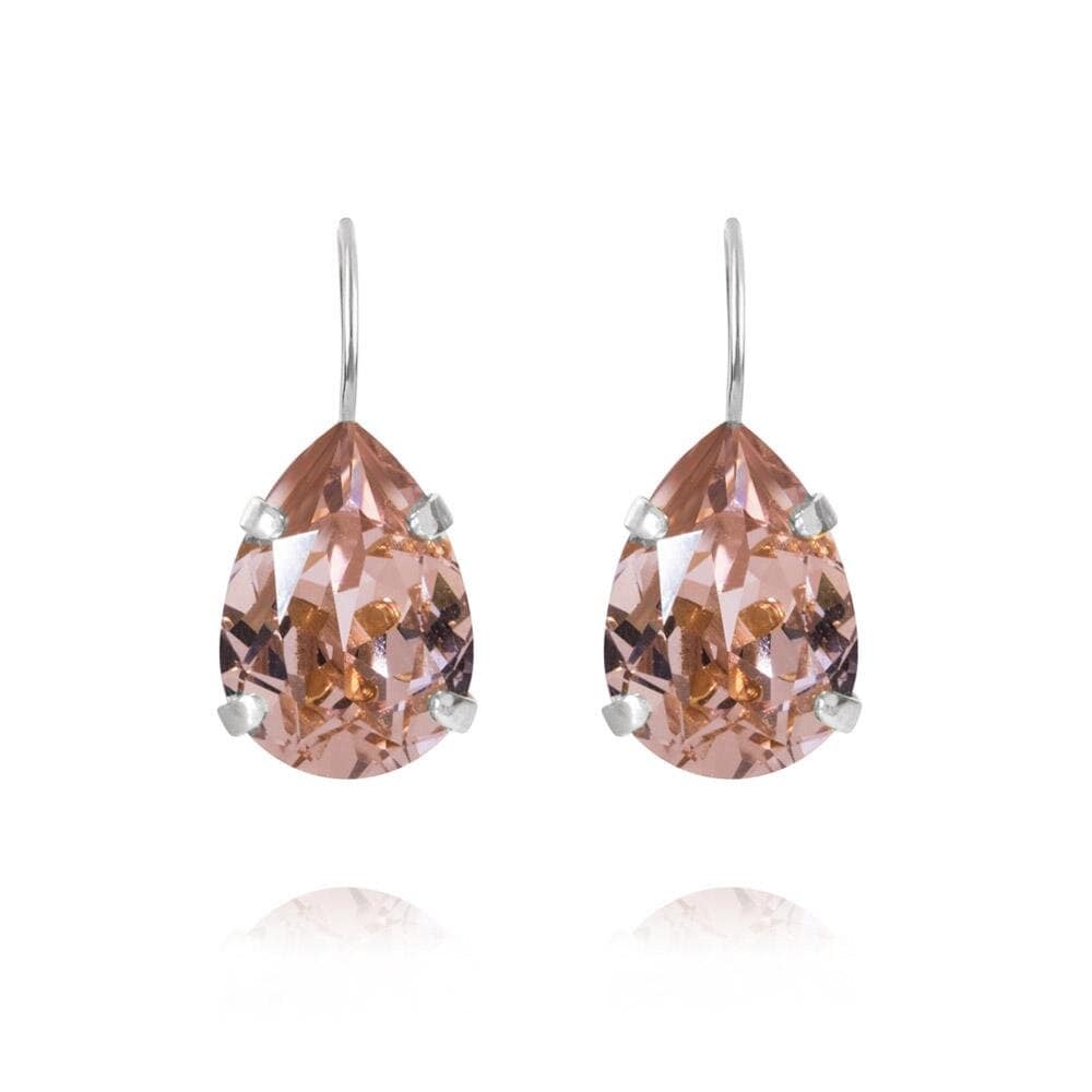 Mini Drop Clasp Earrings Rhodium Vintage Rose
