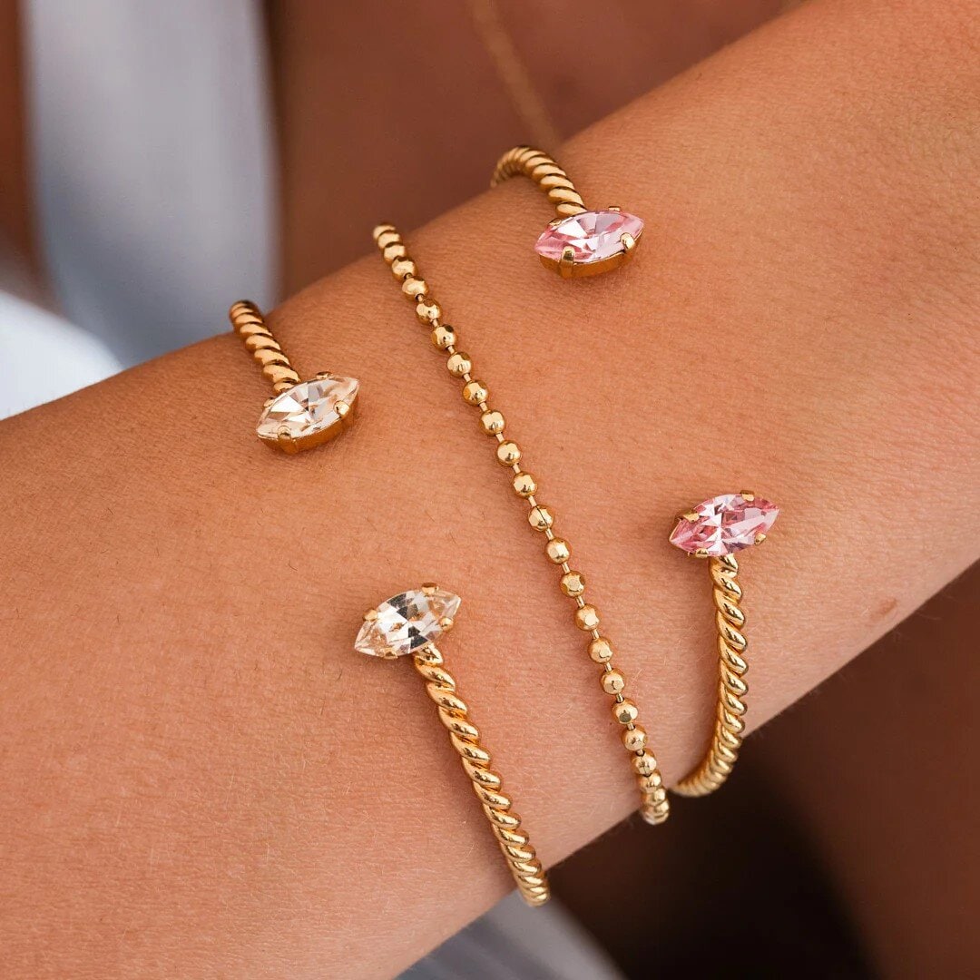 Petite Navette Bracelet Gold Light Rose