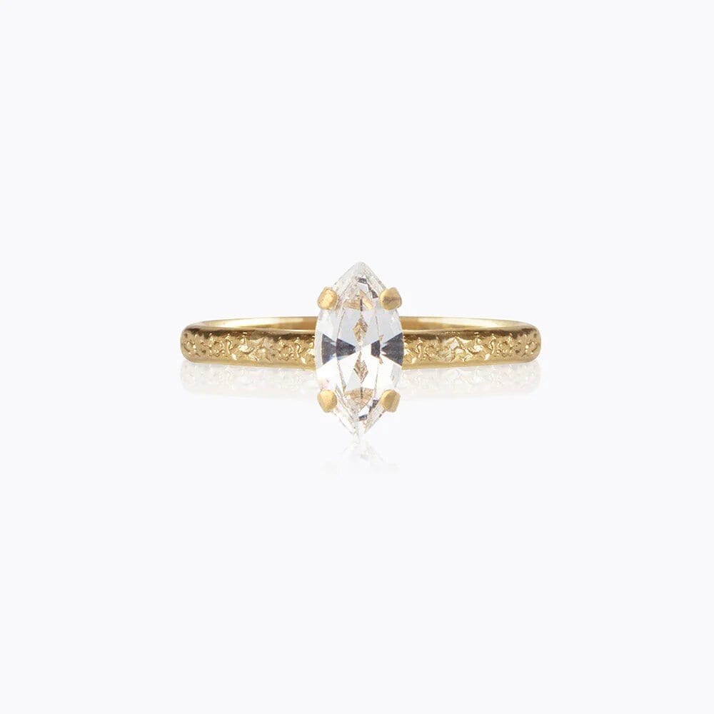 Petite Navette Ring Gold Crystal