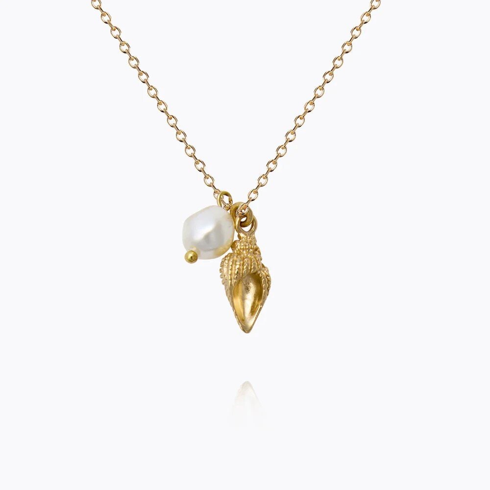 Shell Pearl Necklace Gold