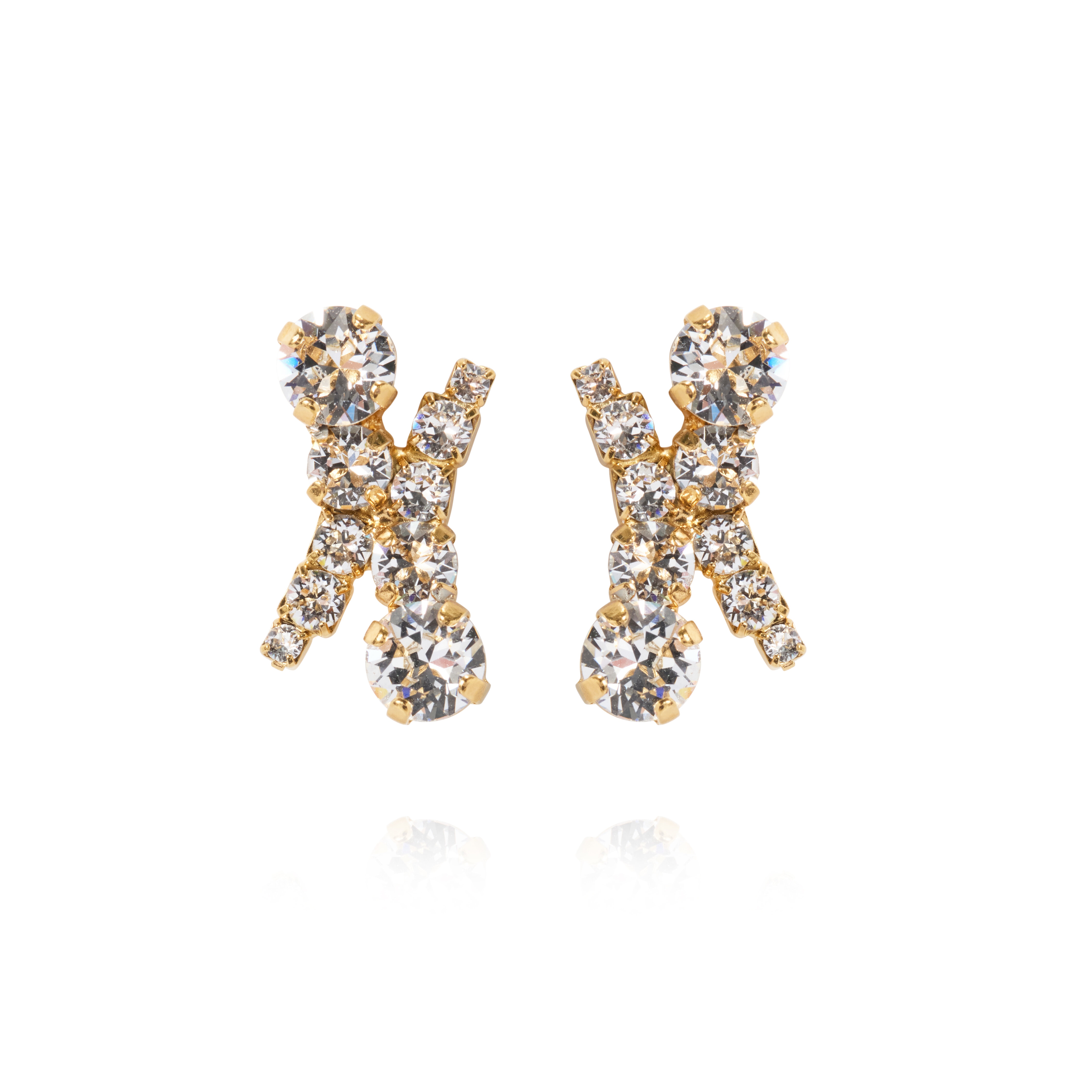 Halo Earrings Gold Crystal