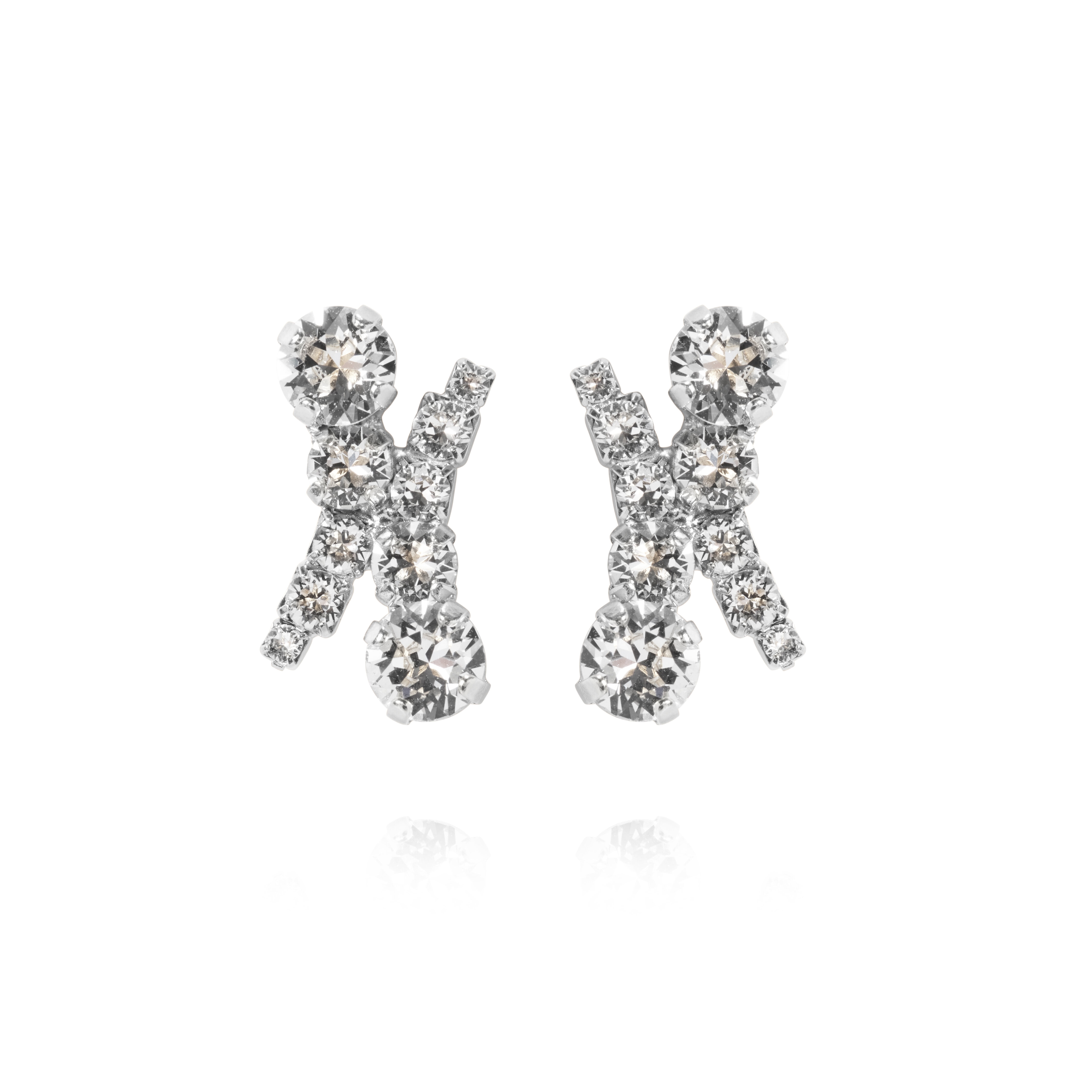 Halo Earrings Rhodium Crystal