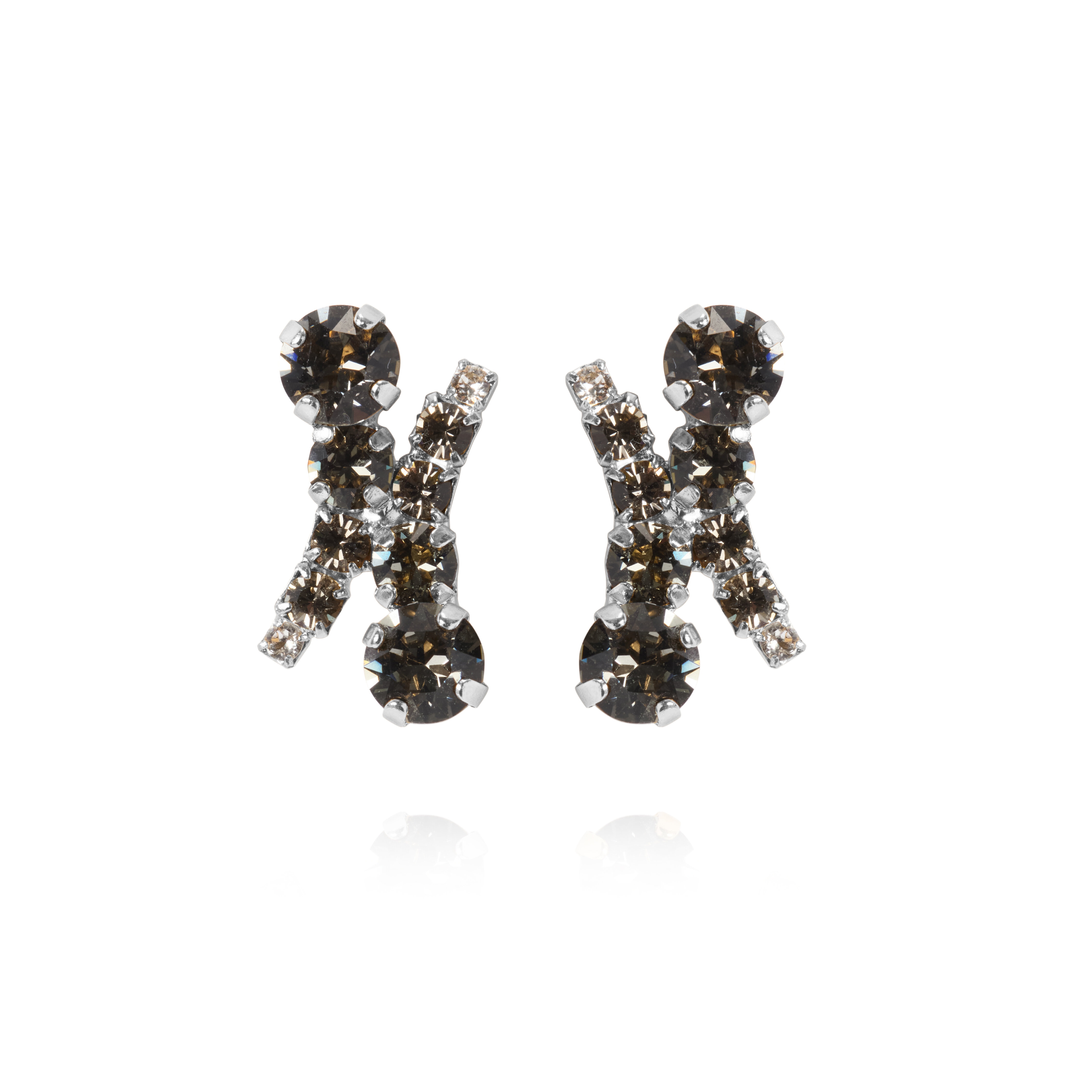 Halo Earrings Rhodium Black Diamond/Crystal