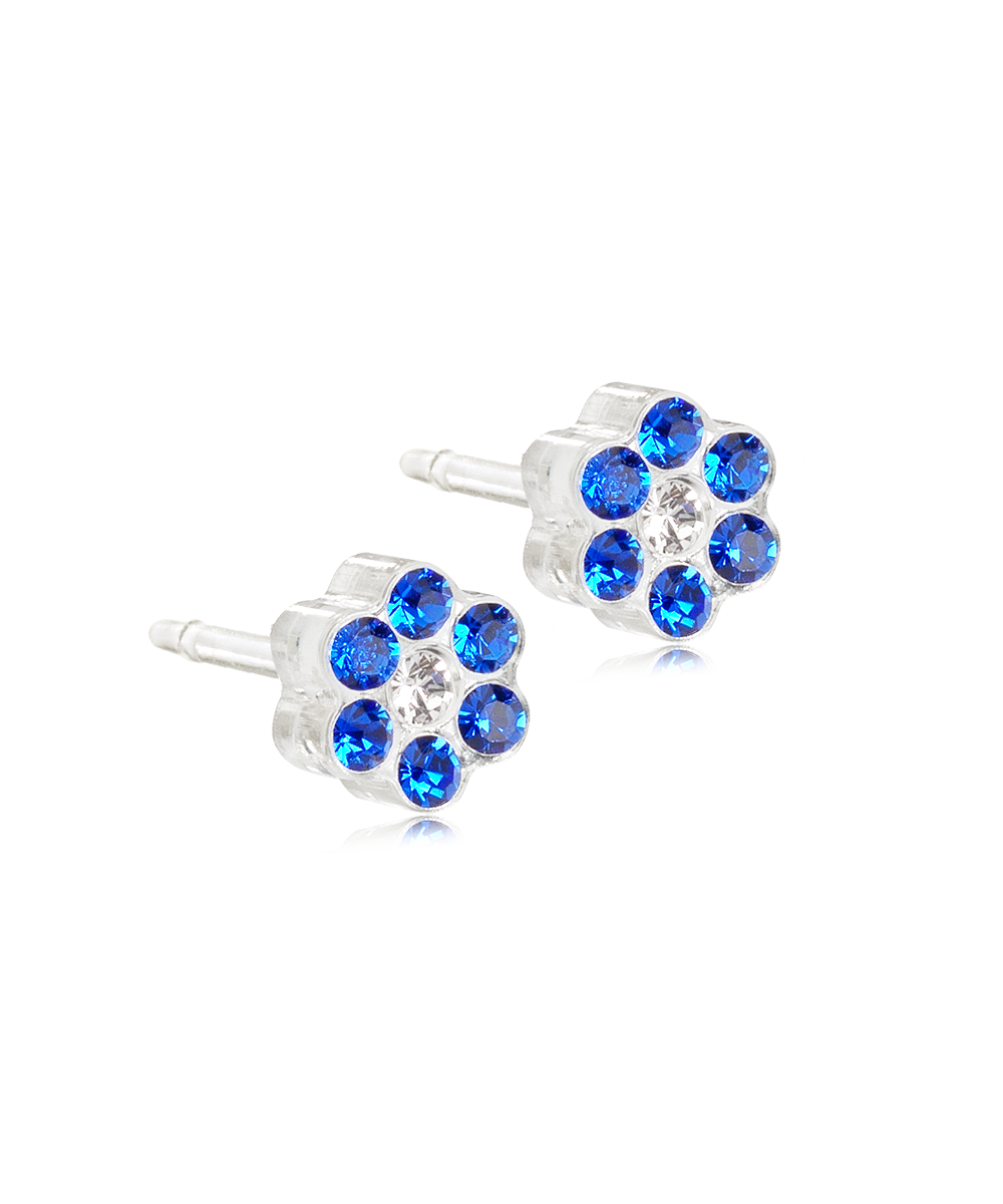 Blomdahl Örhängen Daisy 5 mm, Sapphire/Crystal