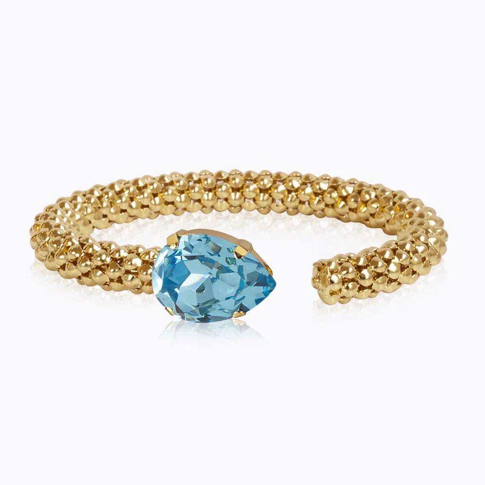 Classic Rope Bracelet Gold Aquamarine