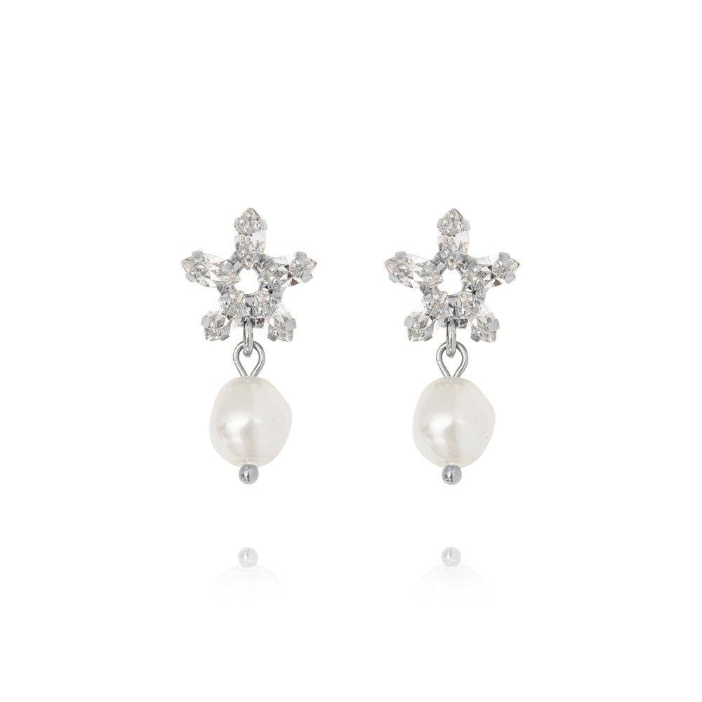Emmy Earrings Rhodium Pearl / Crystal
