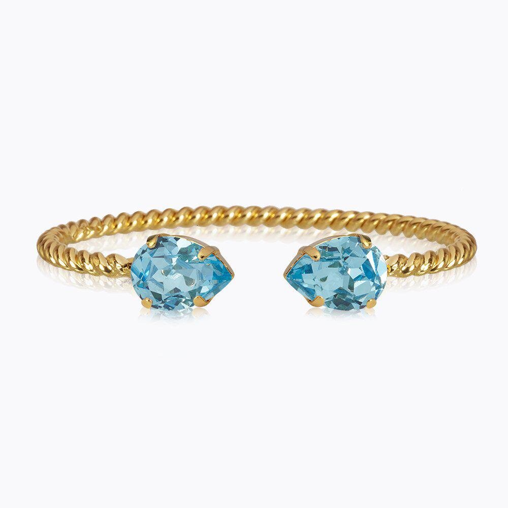 Mini Drop Bracelet Gold Aquamarine