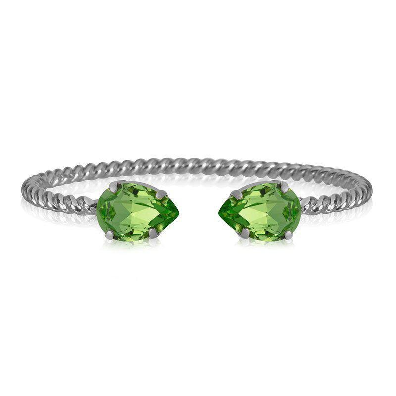 Mini Drop Bracelet Rhodium Peridot