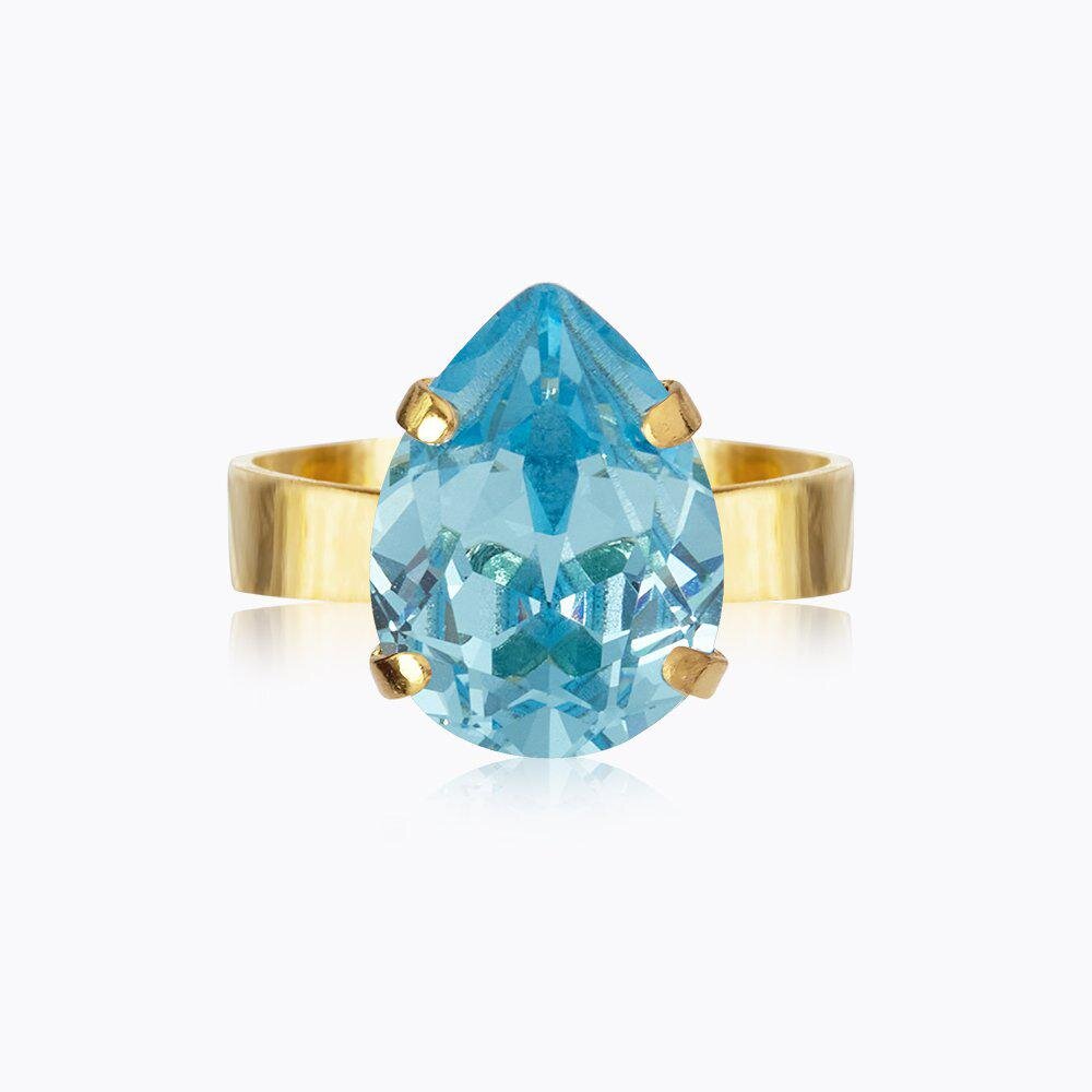 Mini Drop Ring Gold Aquamarine