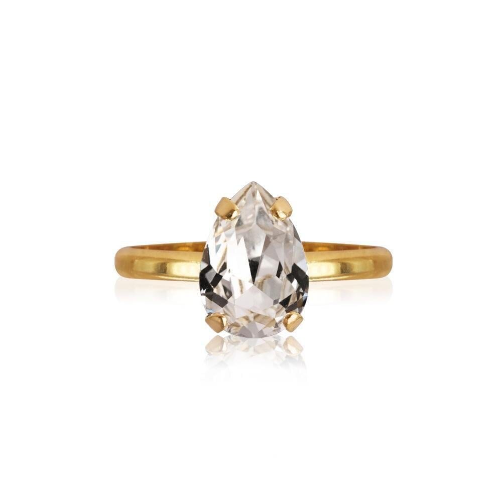 Petite Drop Ring Gold Crystal