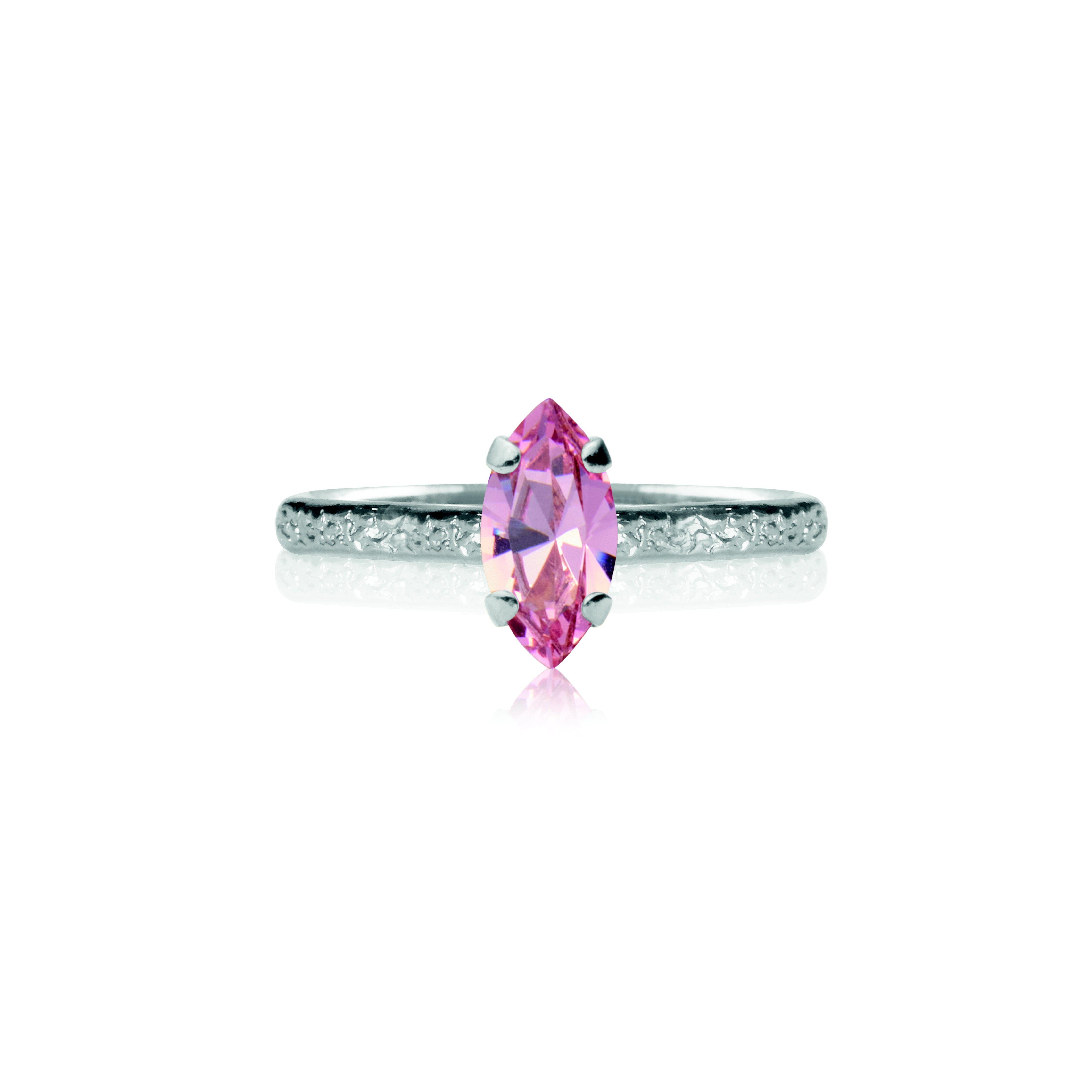 Petite Navette Ring Rhodium Light Rose