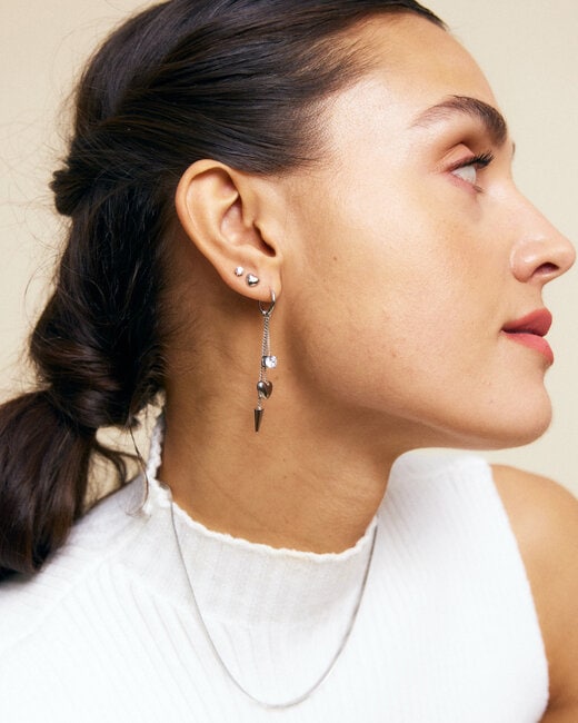 Edblad Peak Hoops Multi Heart Silver