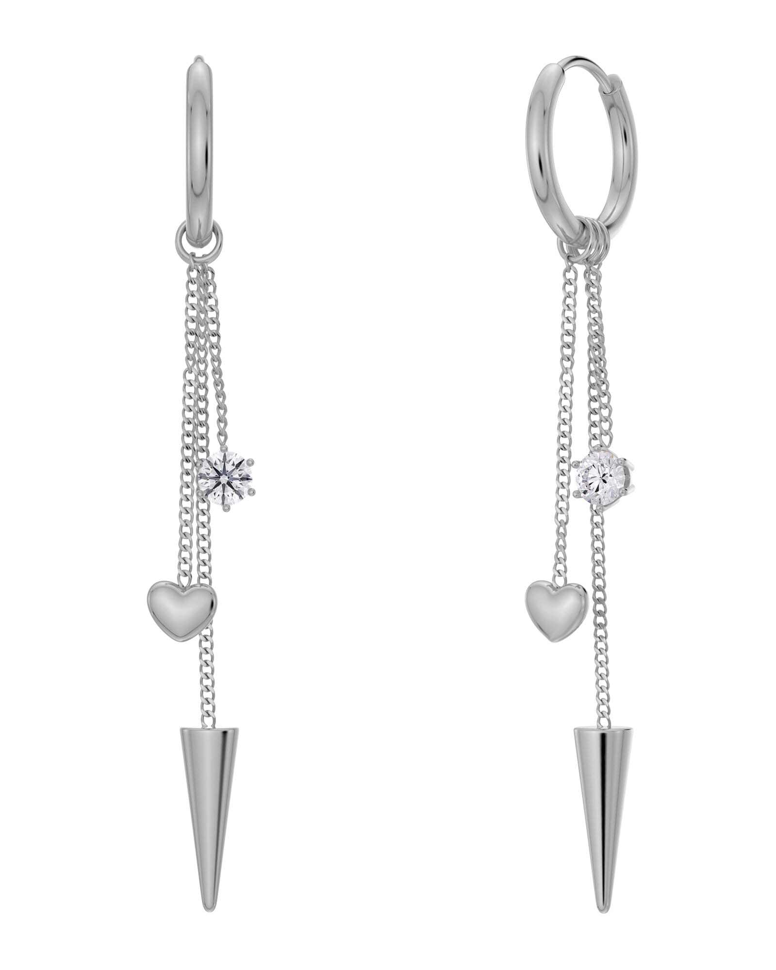 Edblad Peak Hoops Multi Heart Silver