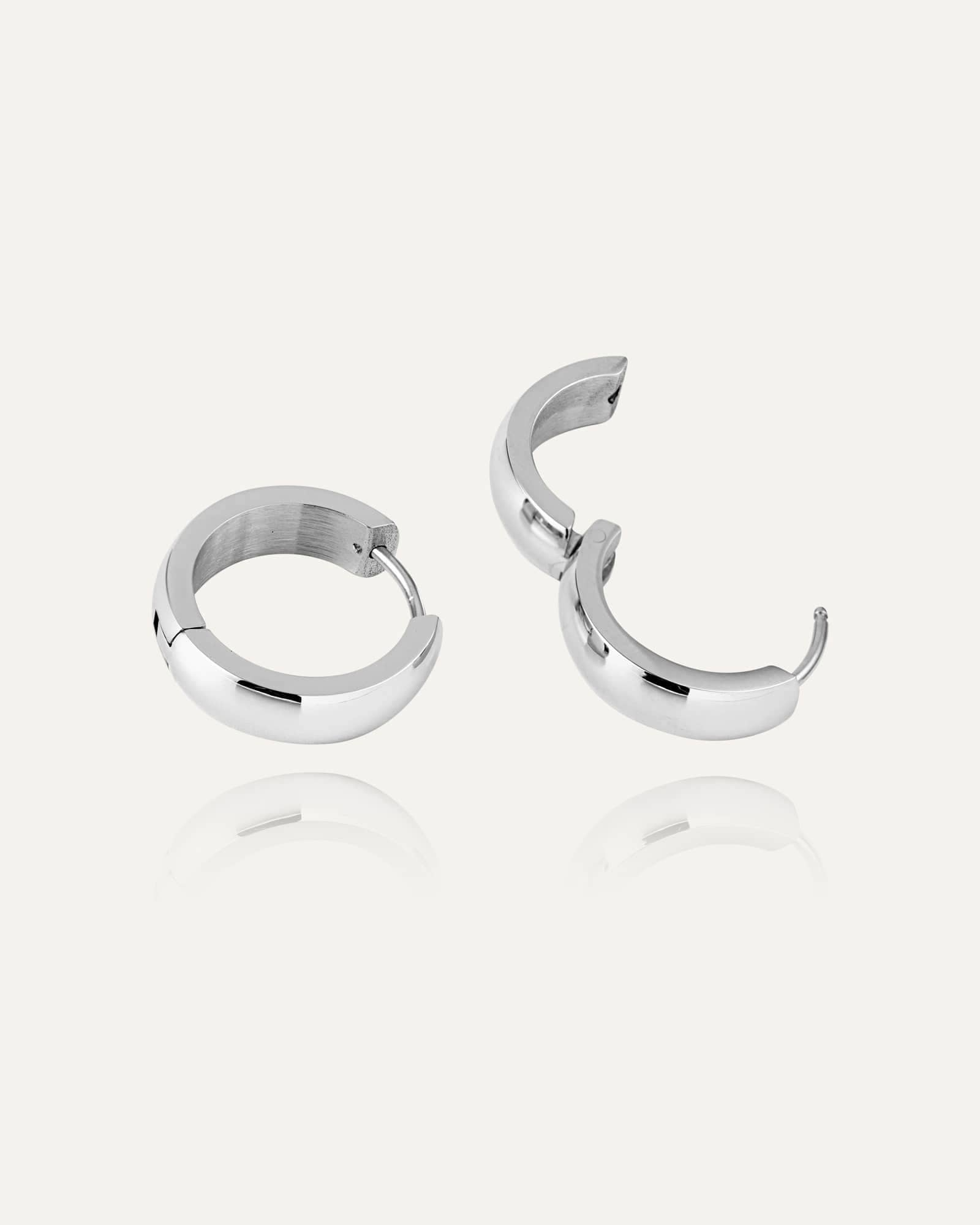 Mockberg Chunky Silver Hoops Large