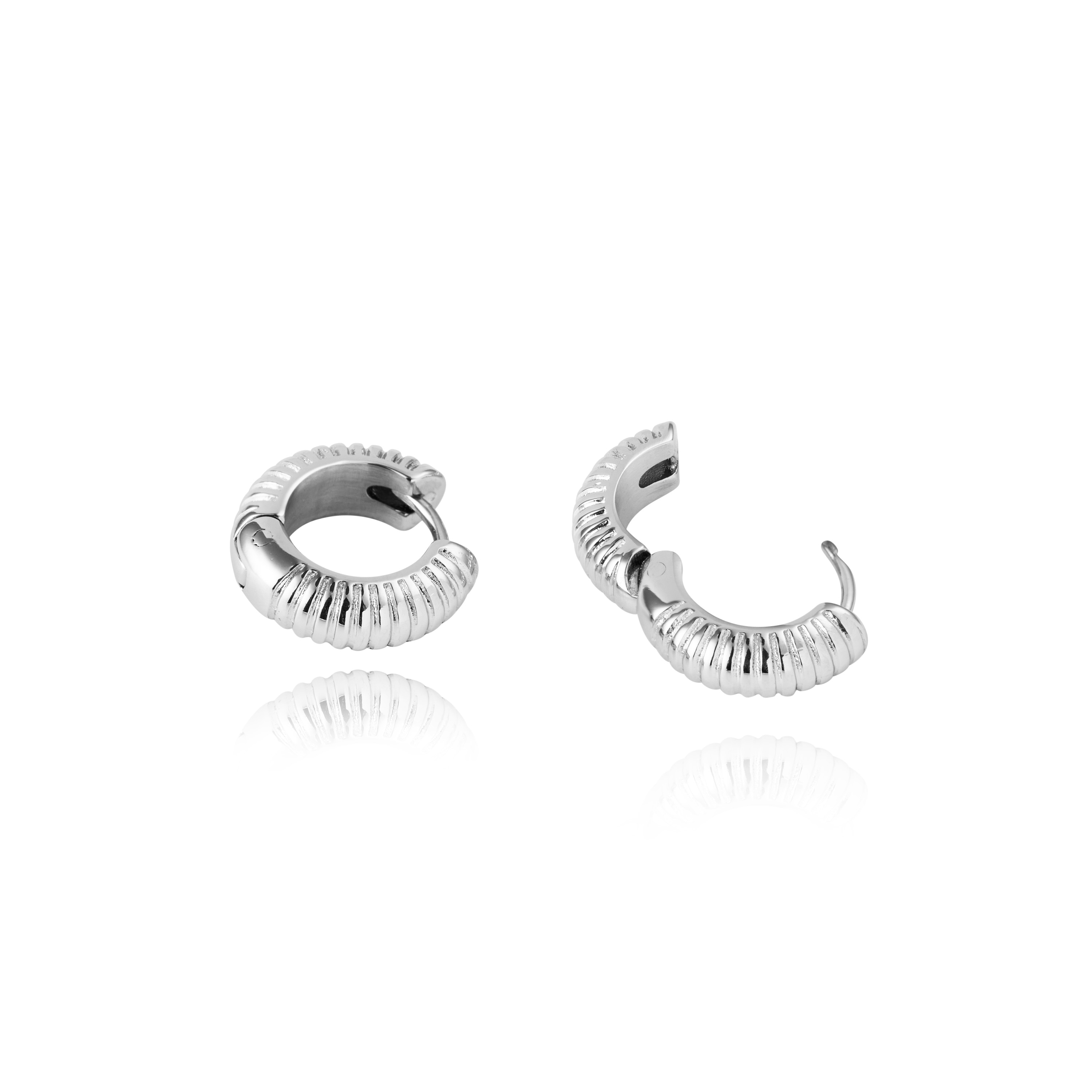 Mockberg Ribbed Hoops Silver Small