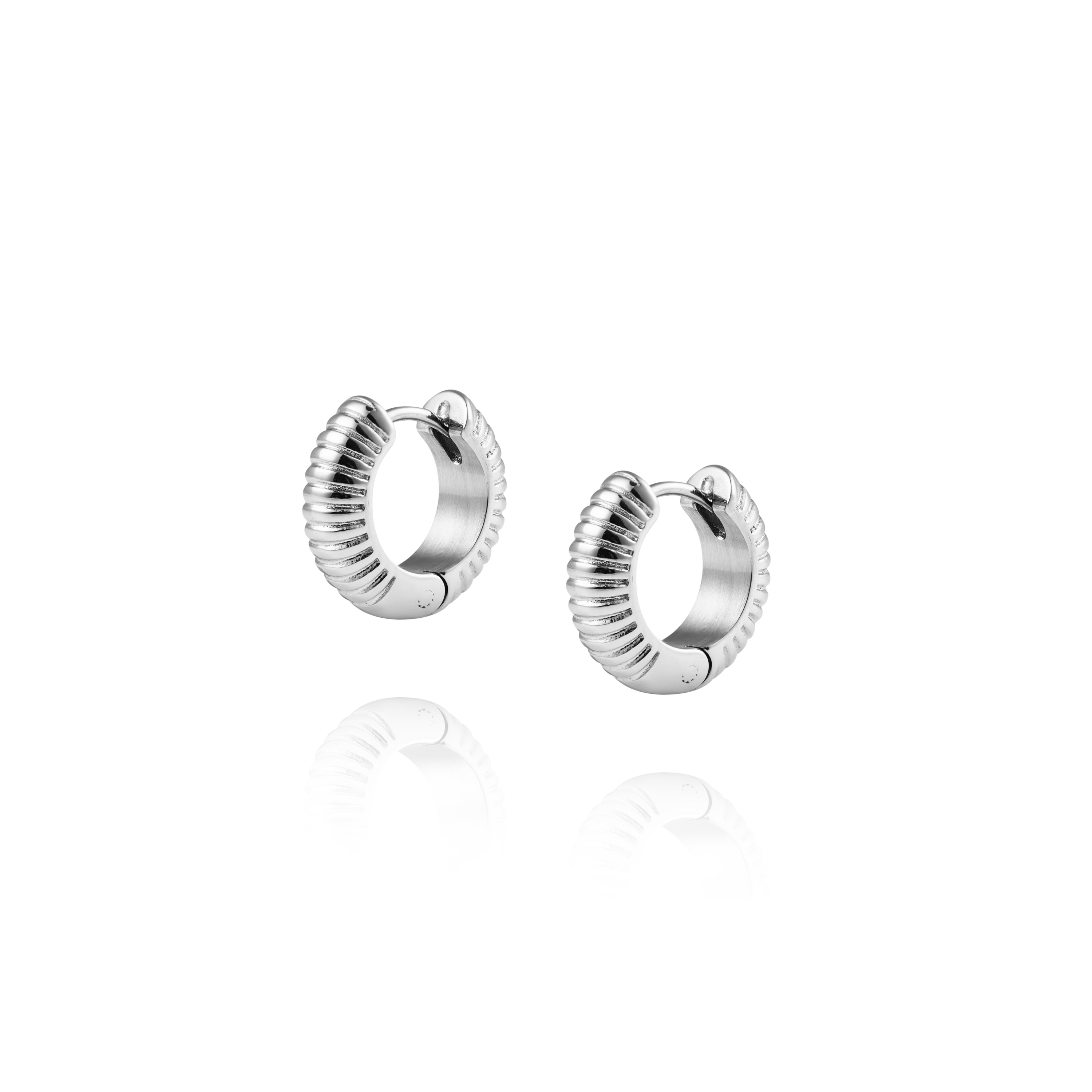 Mockberg Ribbed Hoops Silver Small