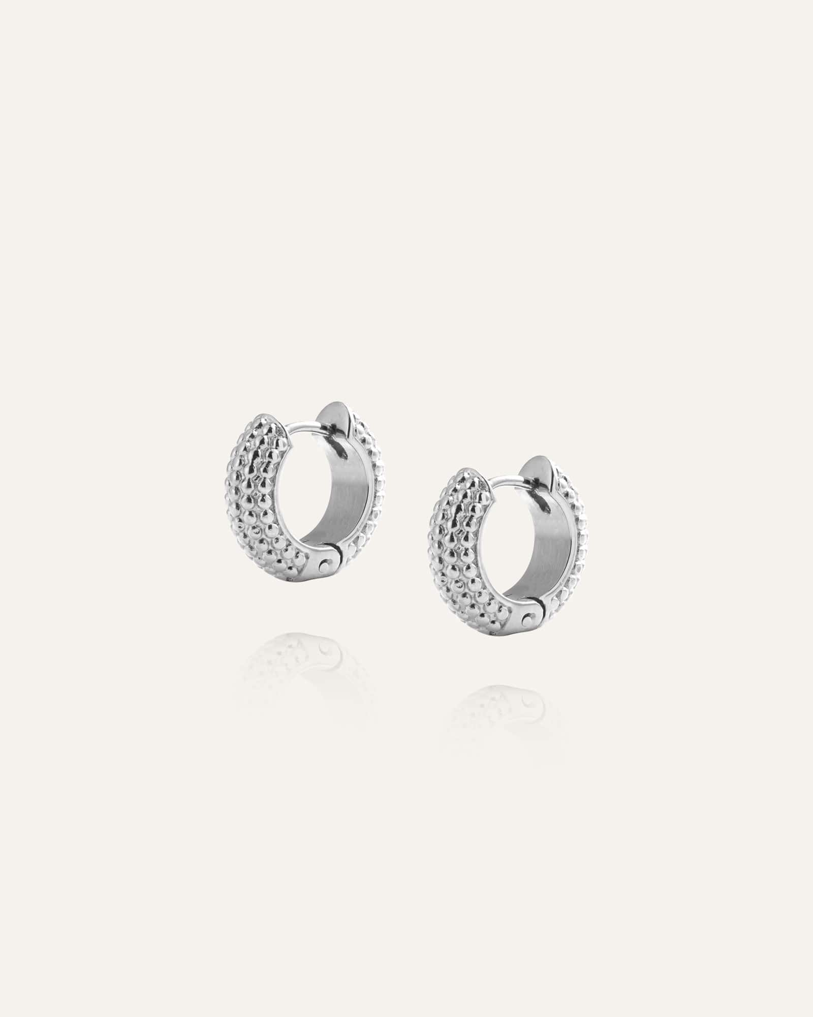 Mockberg Beaded Hoops Silver Small