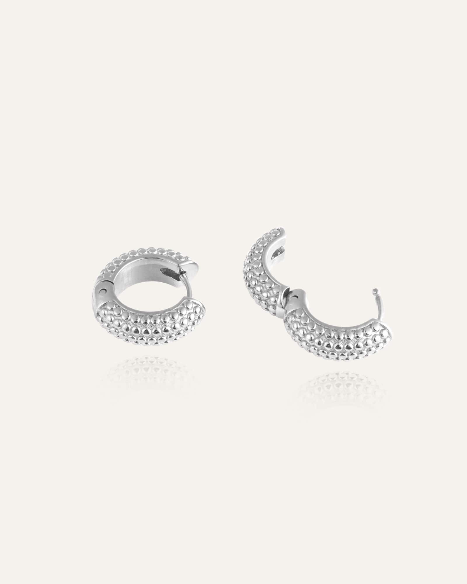 Mockberg Beaded Hoops Silver Medium