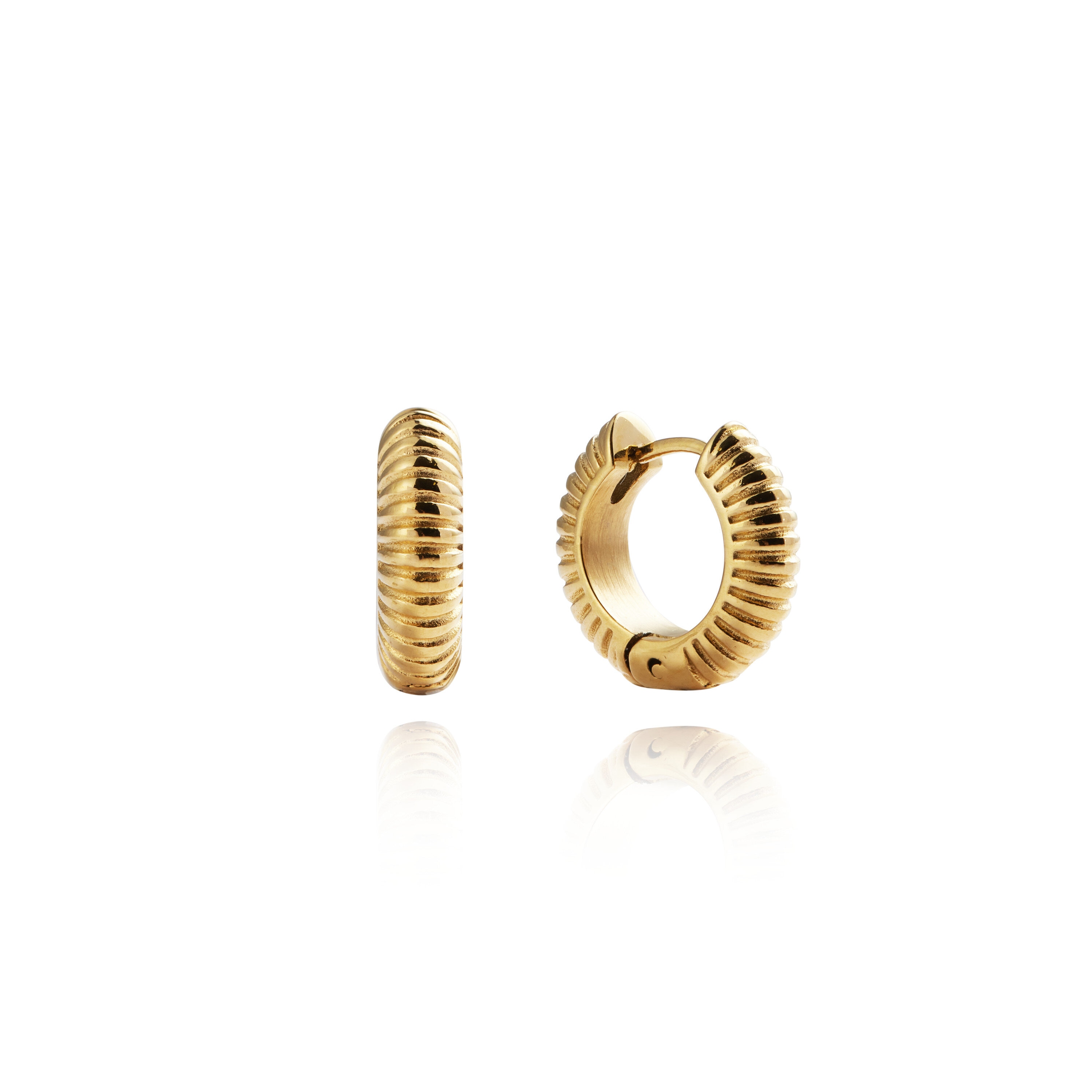 Mockberg Ribbed Hoops Gold Medium