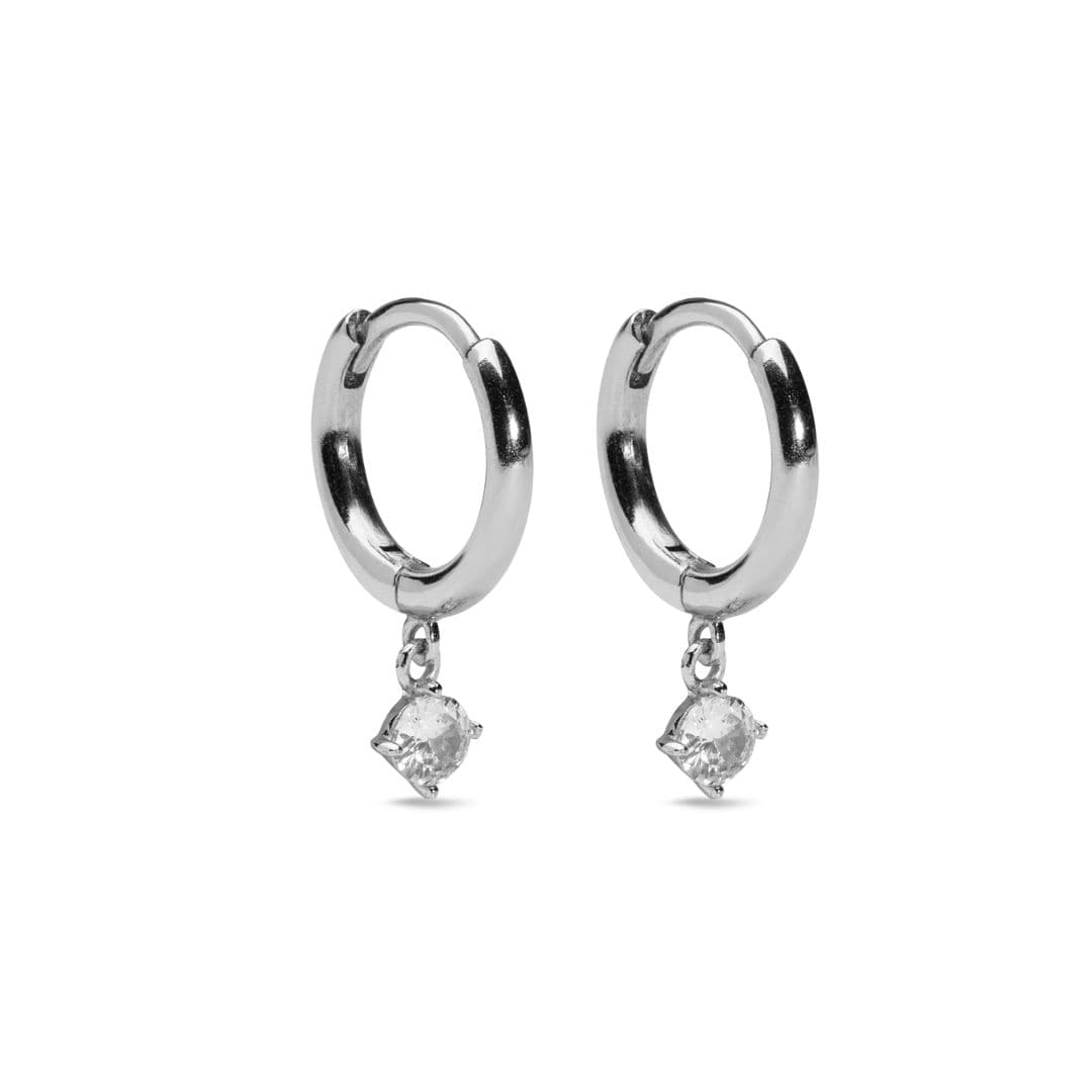 Petite Sparkling hoops örhängen - Silverplätering